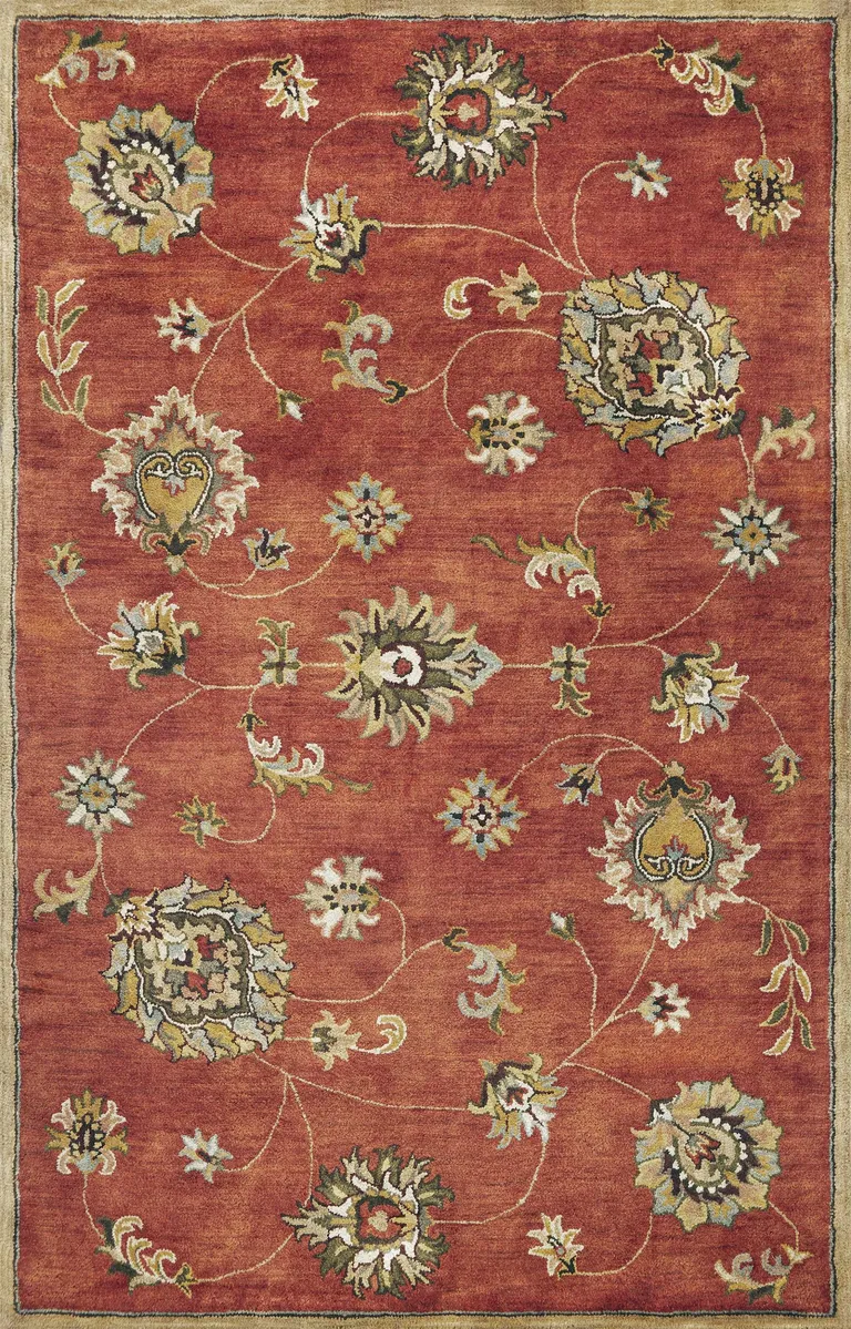 Sienna Orange Hand Tufted Allover Traditional Floral Indoor Area Rug Photo 1