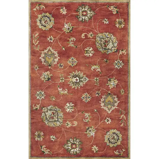 Sienna Orange Hand Tufted Allover Traditional Floral Indoor Area Rug Photo 1