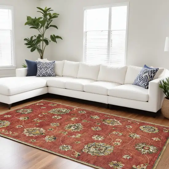 Sienna Orange Hand Tufted Allover Traditional Floral Indoor Area Rug Photo 2