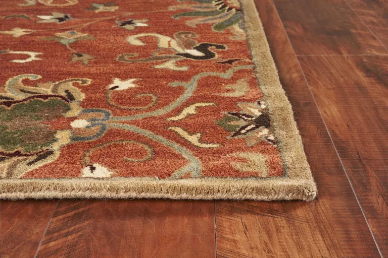 Sienna Orange Hand Tufted Traditional Floral Indoor Area Rug Photo 4