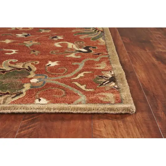 Sienna Orange Hand Tufted Traditional Floral Indoor Area Rug Photo 4