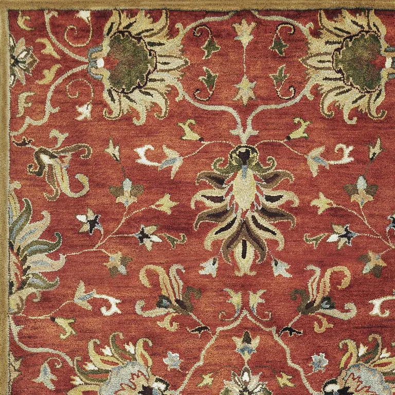 Sienna Orange Hand Tufted Traditional Floral Indoor Area Rug Photo 1