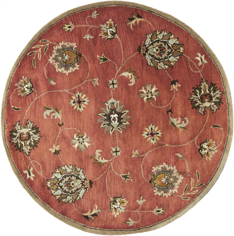 Sienna Orange Hand Tufted Traditional Round Indoor Area Rug Photo 3