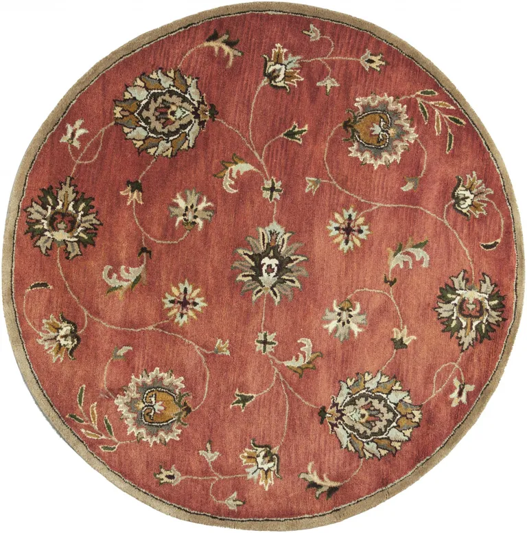 Sienna Orange Hand Tufted Traditional Round Indoor Area Rug Photo 1