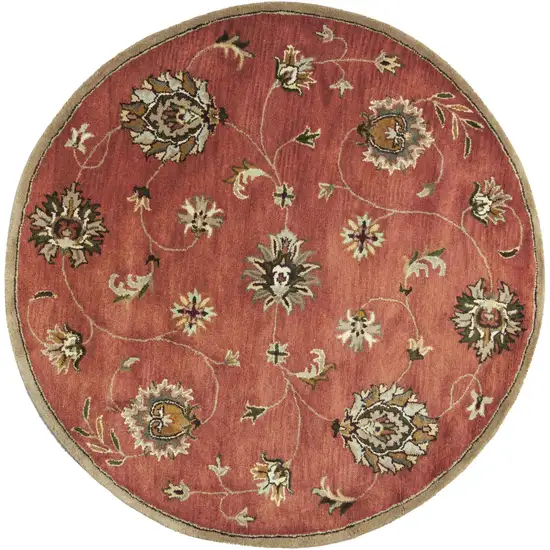 Sienna Orange Hand Tufted Traditional Round Indoor Area Rug Photo 1