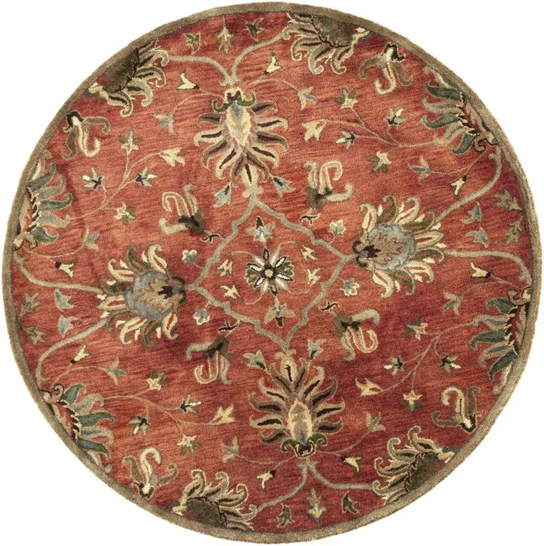 Sienna Orange Hand Tufted Traditional Round Indoor Area Rug Photo 3