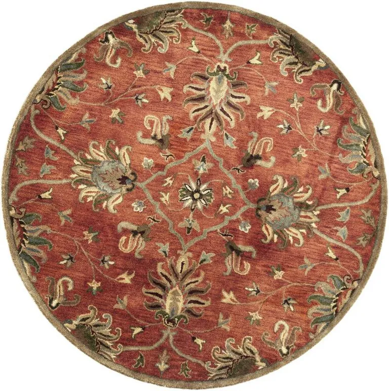 Sienna Orange Hand Tufted Traditional Round Indoor Area Rug Photo 1