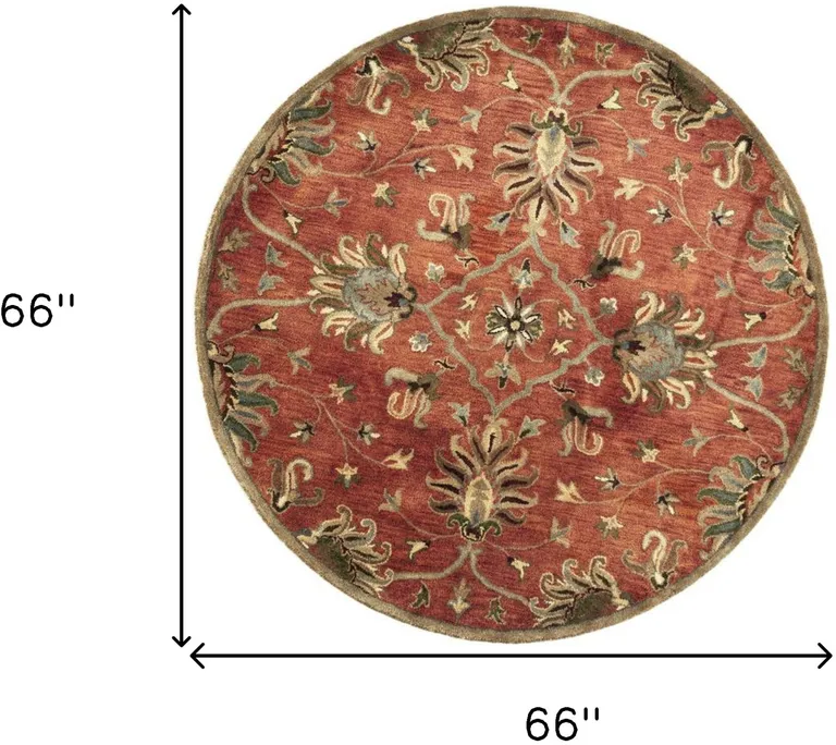 Sienna Orange Hand Tufted Traditional Round Indoor Area Rug Photo 4