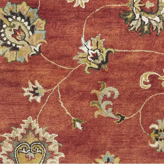 Sienna Orange Hand Tufted Wool Traditional Floral Indoor Area Rug Photo 2