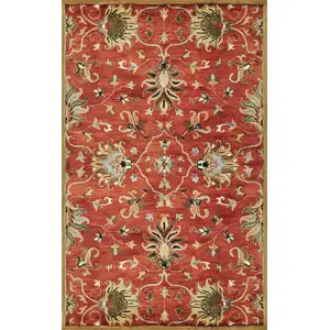 Photo of Sienna Orange Hand Tufted Wool Traditional Floral Indoor Runner Rug