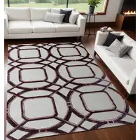 Photo of Silver Abstract Geometric Hand Tufted Non Skid Area Rug