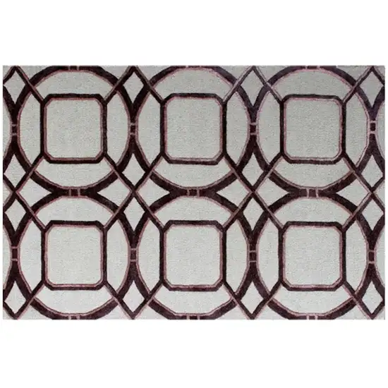 Silver Abstract Geometric Hand Tufted Non Skid Area Rug Photo 2