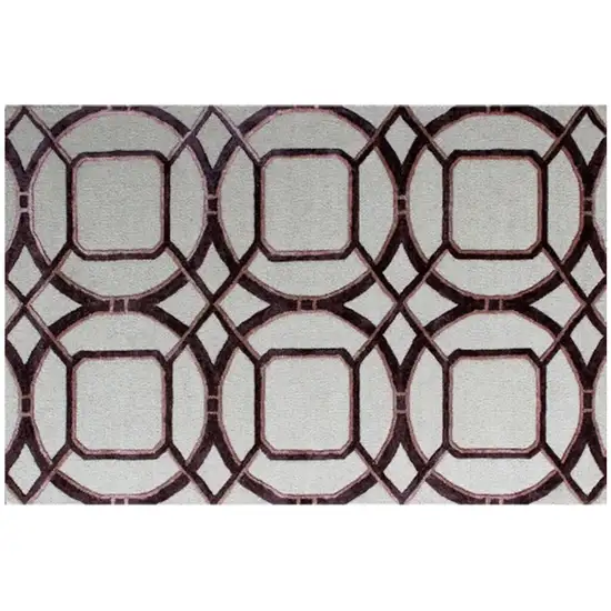 Silver Abstract Geometric Hand Tufted Non Skid Area Rug Photo 3