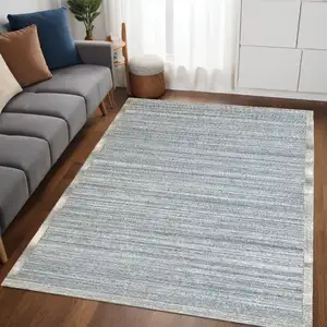 Photo of Silver Abstract Hand Tufted Non Skid Area Rug