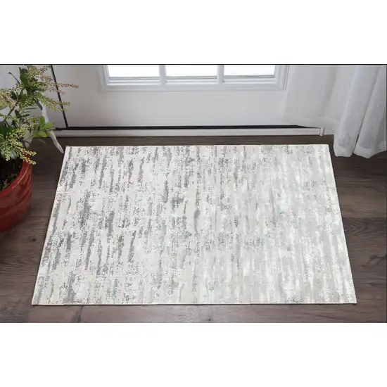 Black and Off White Abstract Washable Non Skid Area Rug Photo 1