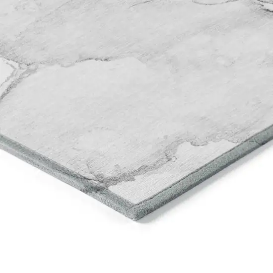 Silver Abstract Washable Non Skid Indoor Outdoor Area Rug Photo 5