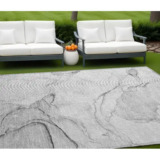 Silver Abstract Washable Non Skid Indoor Outdoor Area Rug Photo 1