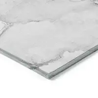 Photo of Silver Abstract Washable Non Skid Indoor Outdoor Area Rug