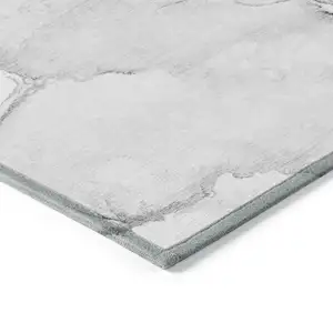 Photo of Silver Abstract Washable Non Skid Indoor Outdoor Area Rug