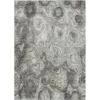 Photo of Silver Abstract Washable Non Skid Indoor Outdoor Area Rug