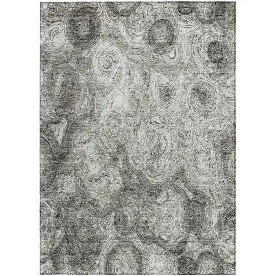 Silver Taupe And Ivory Abstract Washable Indoor Outdoor Area Rug Photo 5