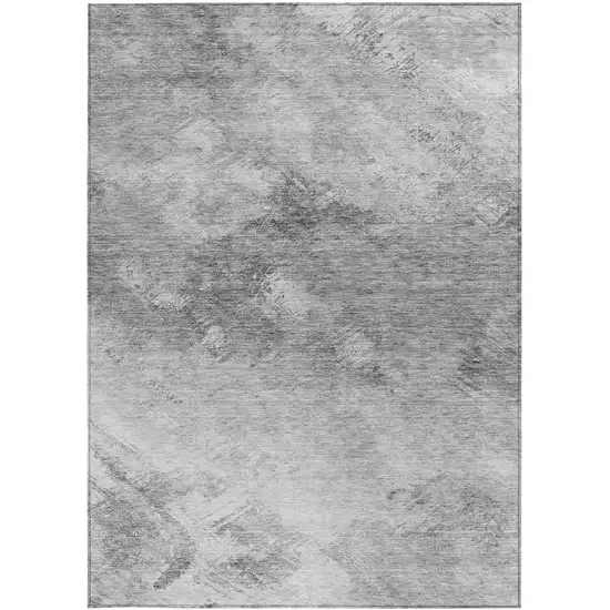 Silver Abstract Washable Non Skid Indoor Outdoor Area Rug Photo 5