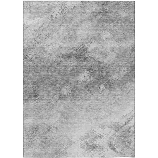 Silver Abstract Washable Non Skid Indoor Outdoor Area Rug Photo 2