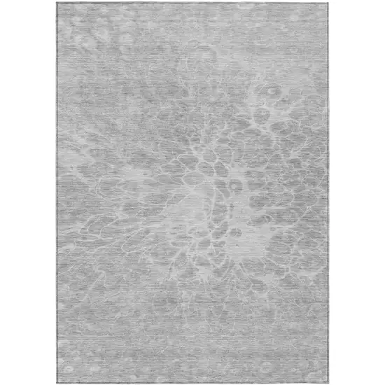 Silver And Gray Abstract Washable Indoor Outdoor Area Rug Photo 2