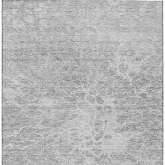 Silver And Gray Abstract Washable Indoor Outdoor Area Rug Photo 6