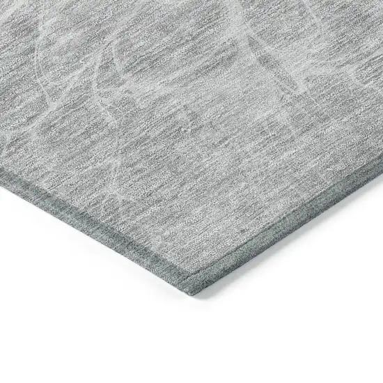 Silver And Gray Abstract Washable Indoor Outdoor Area Rug Photo 4