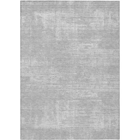 Silver And Gray Abstract Washable Indoor Outdoor Area Rug Photo 2