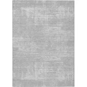 Photo of Silver And Gray Abstract Washable Indoor Outdoor Area Rug