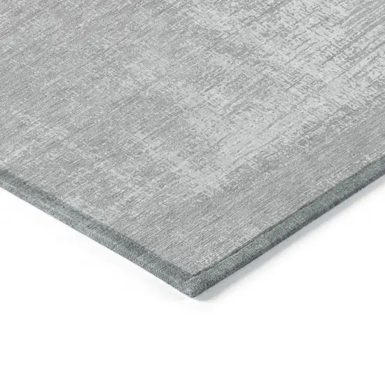 Silver And Gray Abstract Washable Indoor Outdoor Area Rug Photo 5