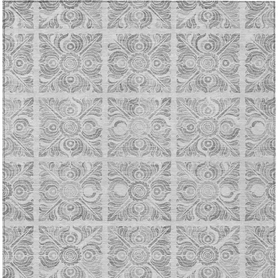 Silver And Gray Medallion Washable Indoor Outdoor Area Rug Photo 7