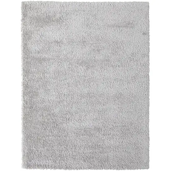 Silver And Gray Shag Power Loom Stain Resistant Area Rug Photo 1