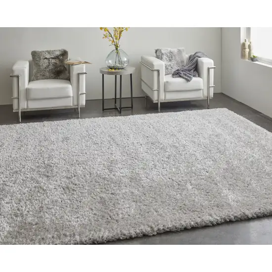 Silver And Gray Shag Power Loom Stain Resistant Area Rug Photo 7