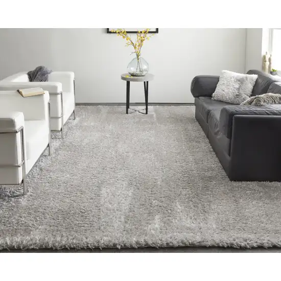 Silver And Gray Shag Power Loom Stain Resistant Area Rug Photo 5