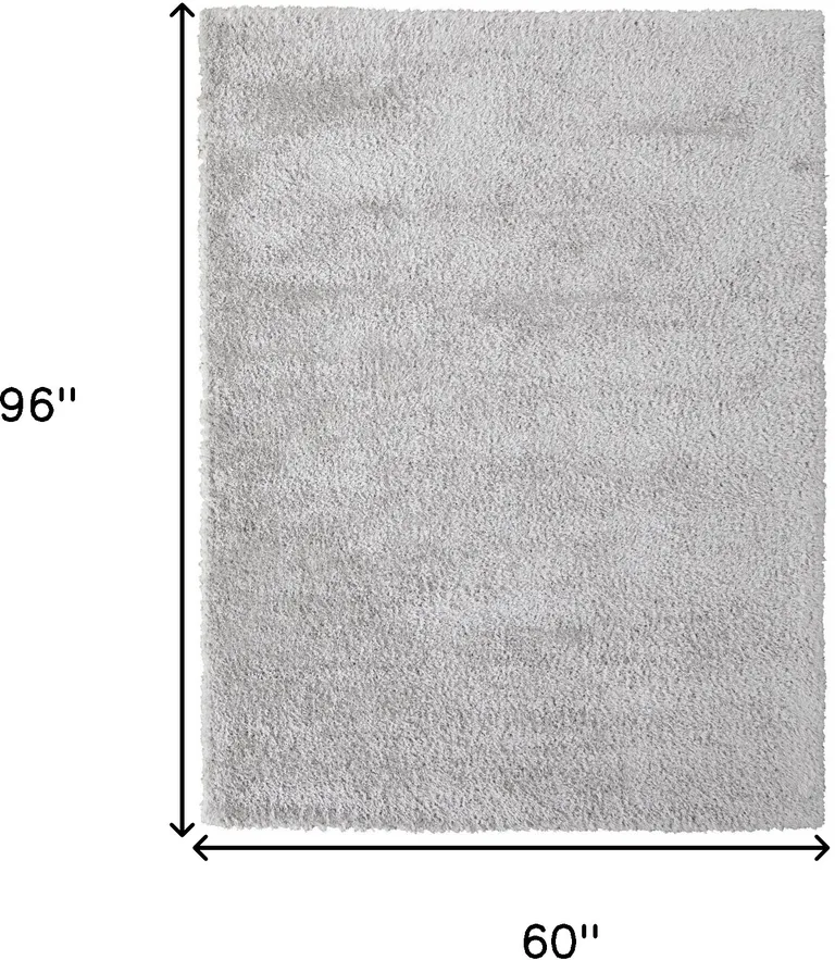 Silver And Gray Shag Power Loom Stain Resistant Area Rug Photo 5