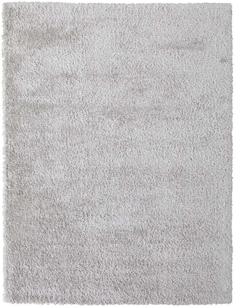 Silver And Gray Shag Power Loom Stain Resistant Area Rug Photo 1