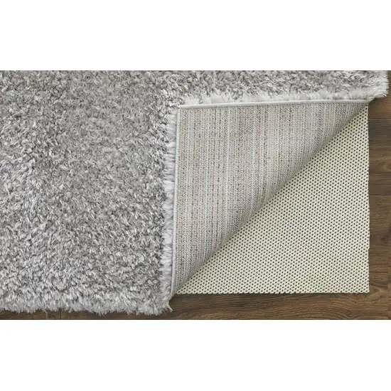 Silver And Gray Shag Power Loom Stain Resistant Area Rug Photo 4