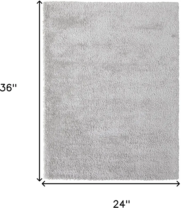 Silver And Gray Shag Power Loom Stain Resistant Area Rug Photo 2