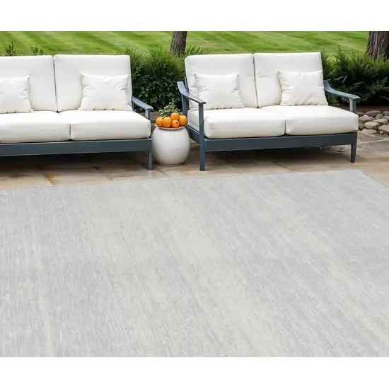 Silver And Gray Striped Washable Indoor Outdoor Area Rug Photo 1