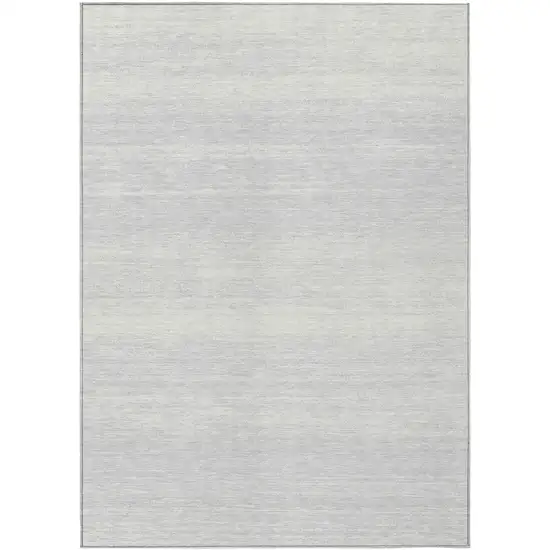 Silver And Gray Striped Washable Indoor Outdoor Area Rug Photo 2