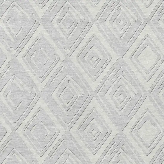 Silver And Ivory Geometric Washable Indoor Outdoor Area Rug Photo 6