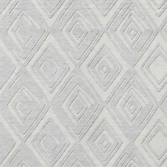 Silver And Ivory Geometric Washable Indoor Outdoor Area Rug Photo 6