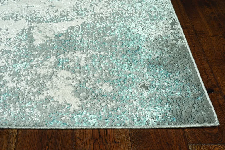 Silver Blue Machine Woven Abstract Smudge Indoor Area Rug Photo 1