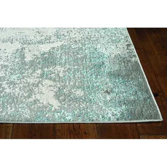 Silver Blue Machine Woven Abstract Smudge Indoor Area Rug Photo 1