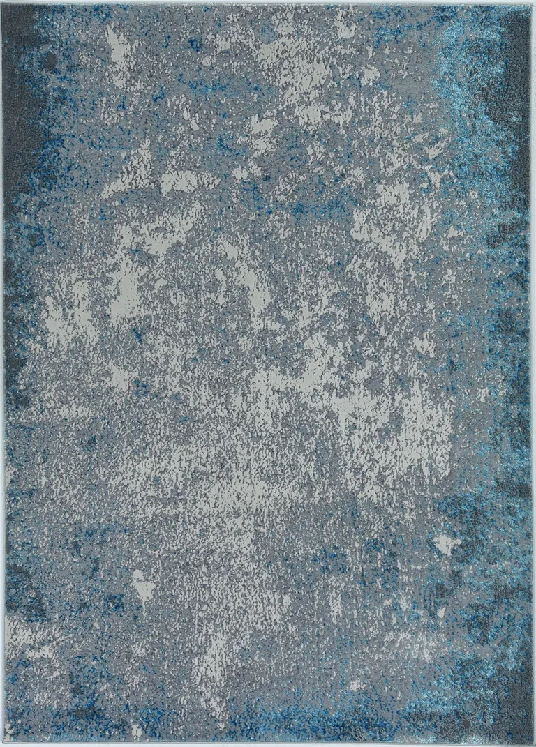 Silver Blue Machine Woven Abstract Smudge Indoor Area Rug Photo 2