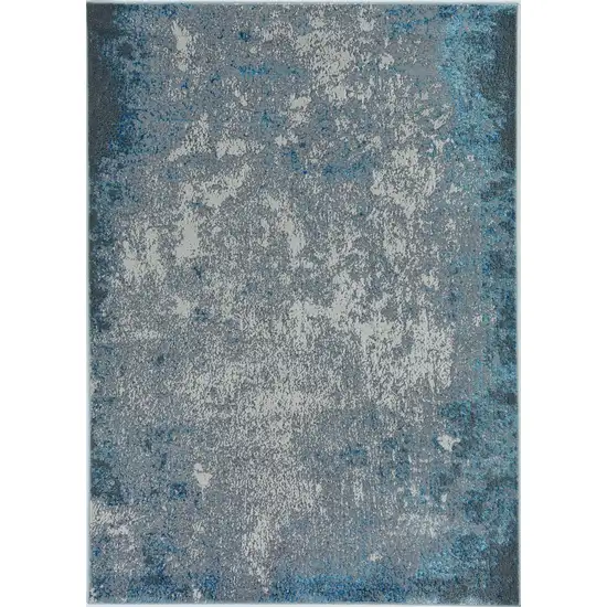 Silver Blue Machine Woven Abstract Smudge Indoor Area Rug Photo 2