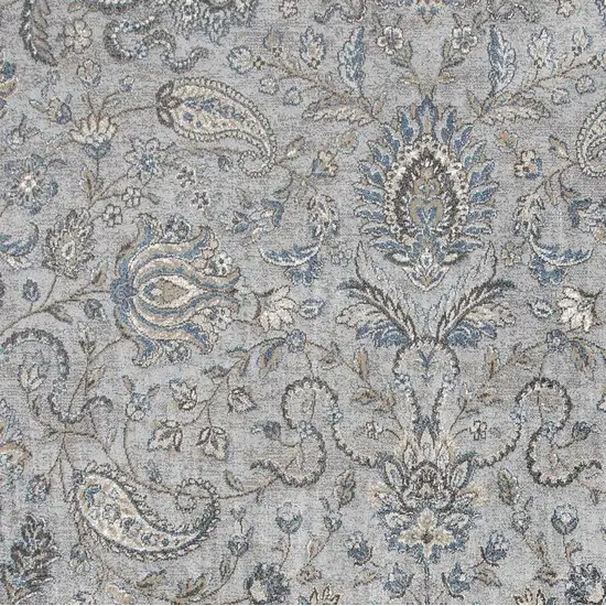 Silver Blue Machine Woven Traditional Floral Indoor Area Rug Photo 2